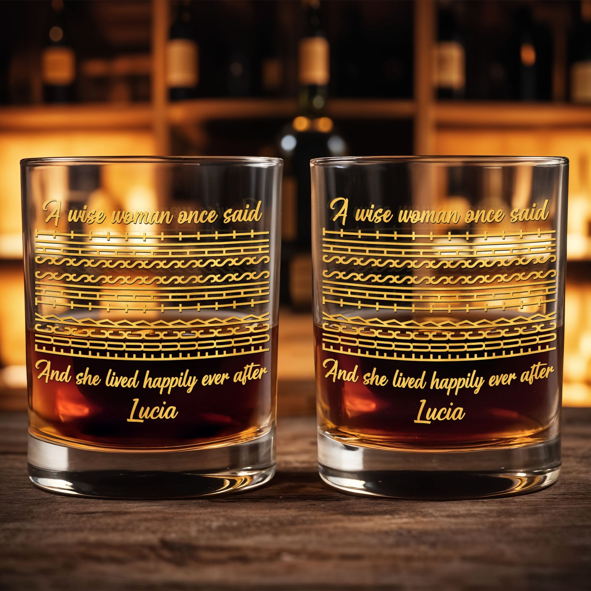 A Wise Woman Once Said Eff This Sh*t Geometric Pattern Design - Personalized Custom Whiskey Glass - DTG039_RWG