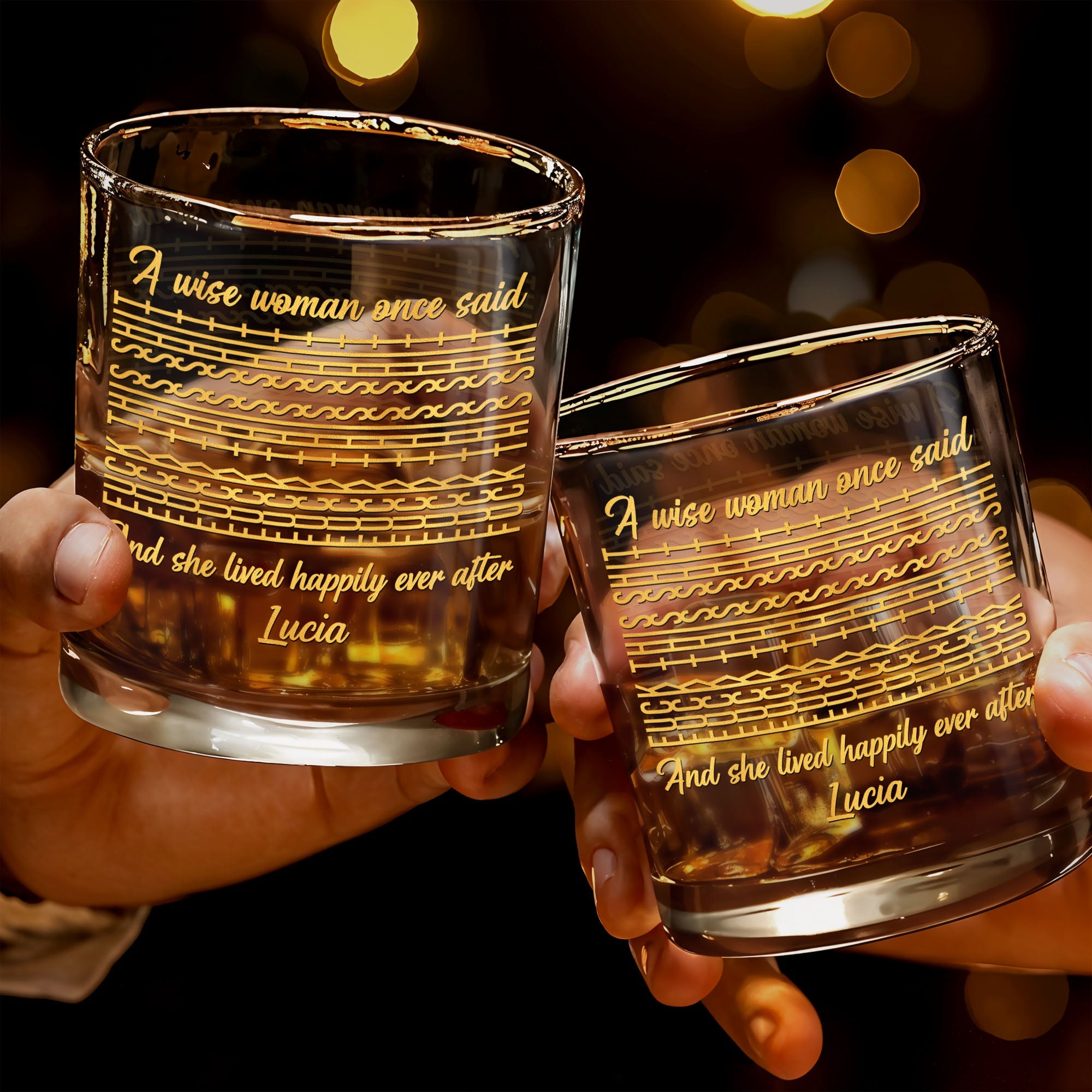 A Wise Woman Once Said Eff This Sh*t Geometric Pattern Design - Personalized Custom Whiskey Glass - DTG039_RWG