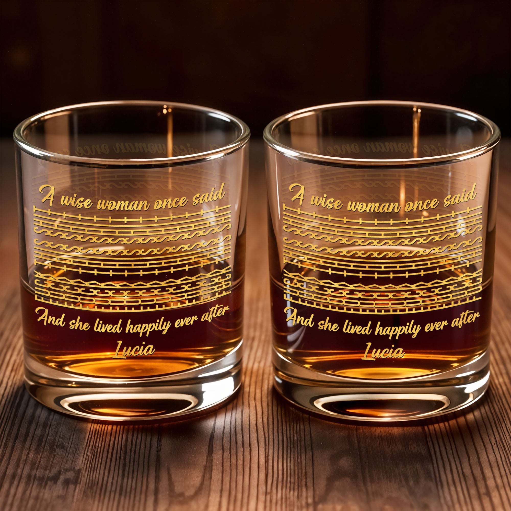 A Wise Woman Once Said Eff This Sh*t Geometric Pattern Design - Personalized Custom Whiskey Glass - DTG039_RWG