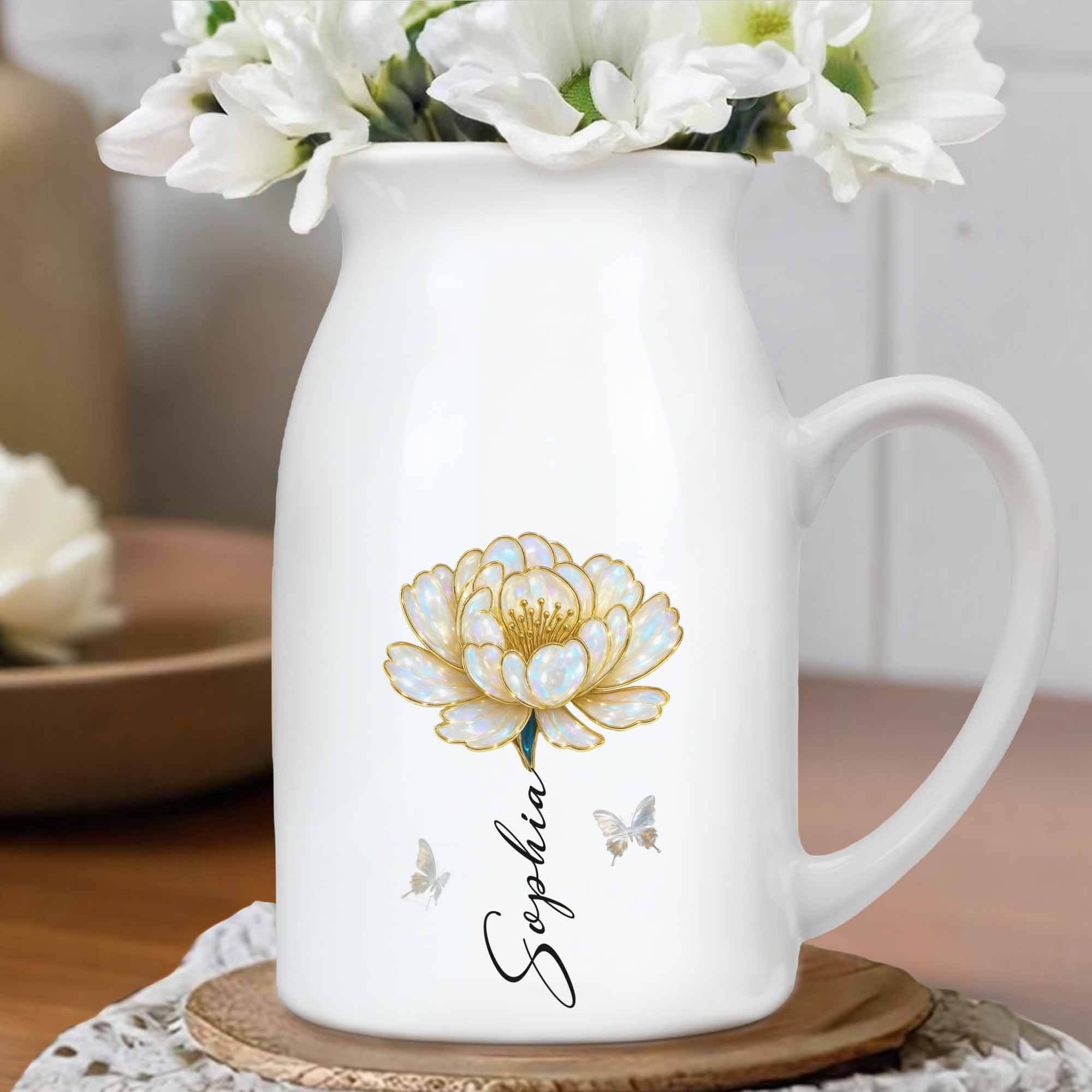 Celebrate Your Special Moments With Delicate Floral Design - Personalized Ceramic Flower Vase