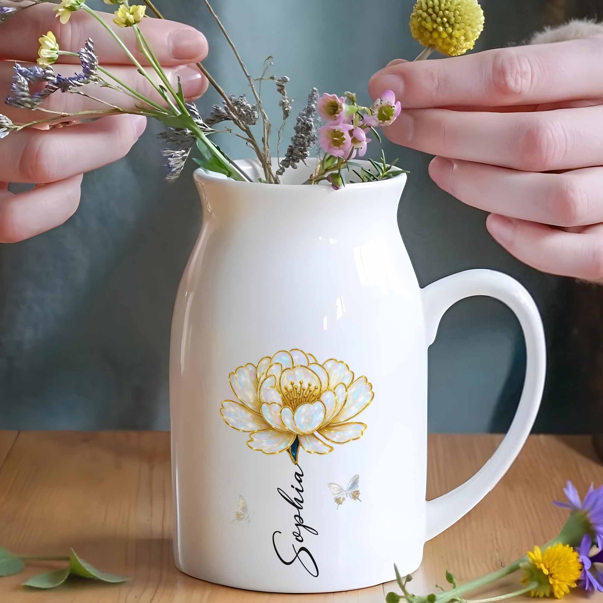 Celebrate Your Special Moments With Delicate Floral Design - Personalized Ceramic Flower Vase