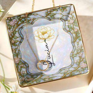 Capture The Essence Of Elegance, Flowers - Personalized Custom Jewelry Dish, Ceramic Dish, Square Shape - DTG045_SCRF