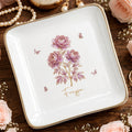 Celebrate Beauty And Elegance With Flowers And Butterflies - Personalized Custom Jewelry Dish, Square Ceramic Dish - DTG074_SCRD