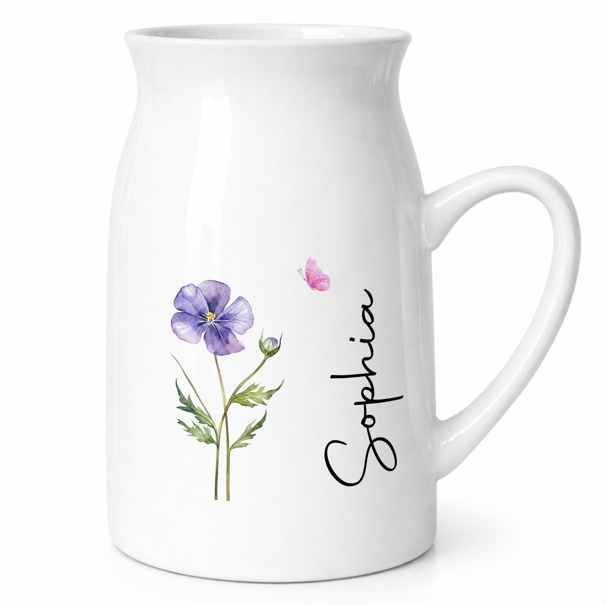 Adorn Your Home With Charm, Elegant Flowers and Butterflies Vase - Personalized Ceramic Flower Vase
