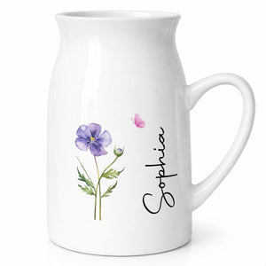 Adorn Your Home With Charm, Elegant Flowers and Butterflies Vase - Personalized Ceramic Flower Vase