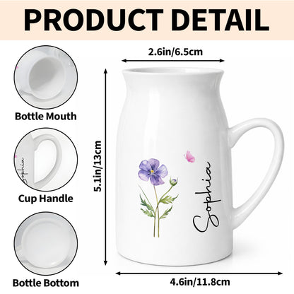 Adorn Your Home With Charm, Elegant Flowers and Butterflies Vase - Personalized Ceramic Flower Vase