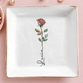 A Beautiful Bloom Custom Name Rose Flower - Personalized Custom Jewelry Dish, Square Ceramic Dish - DTG082_SCRD