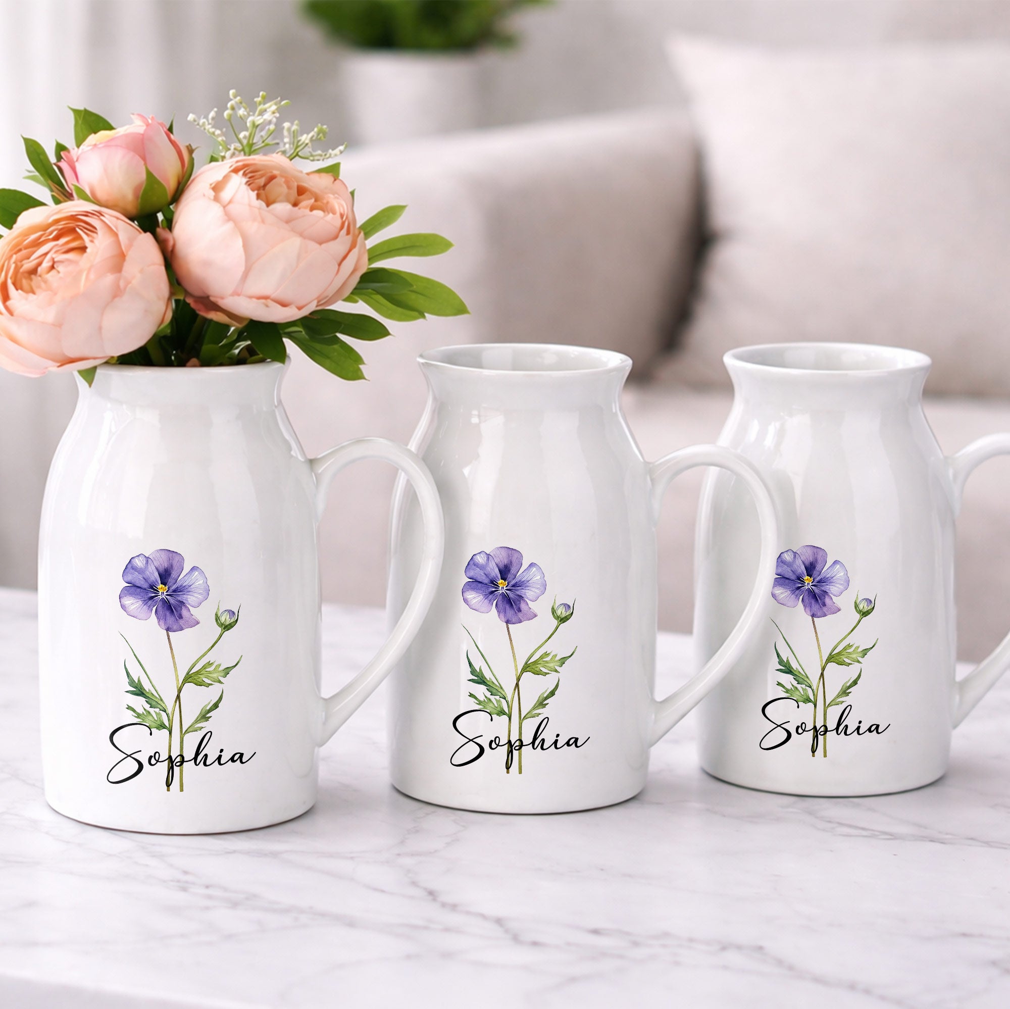 A Beautiful Bloom For A Beautiful Soul With Birth Month Flower - Personalized Ceramic Flower Vase