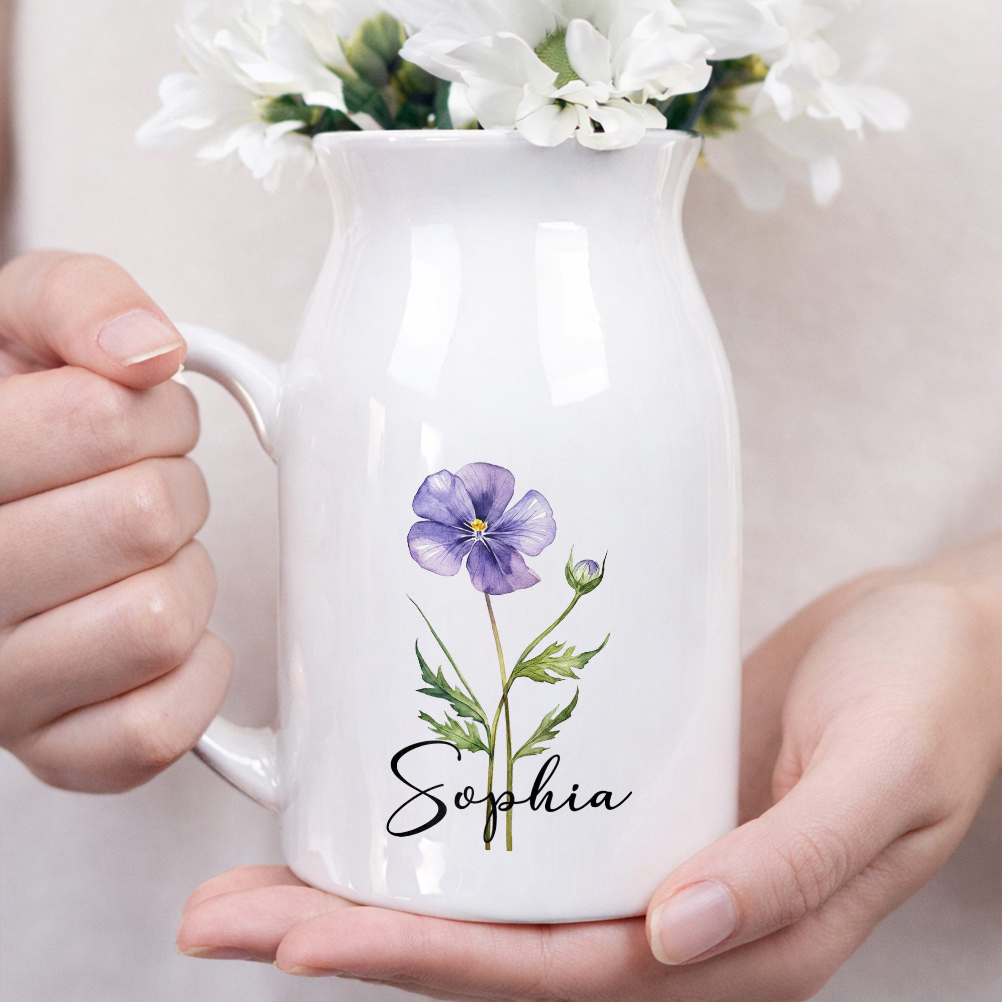 A Beautiful Bloom For A Beautiful Soul With Birth Month Flower - Personalized Ceramic Flower Vase