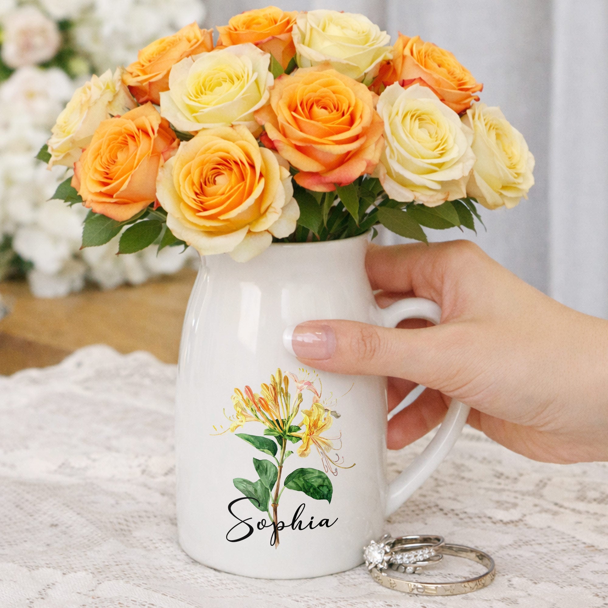 A Beautiful Bloom For A Beautiful Soul With Birth Month Flower - Personalized Ceramic Flower Vase