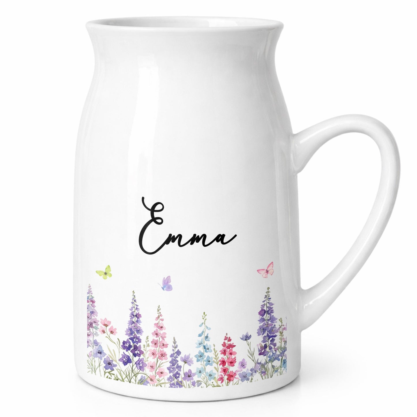 A Beautiful Garden Of Birth Month Flowers And Butterflies - Personalized Ceramic Flower Vase