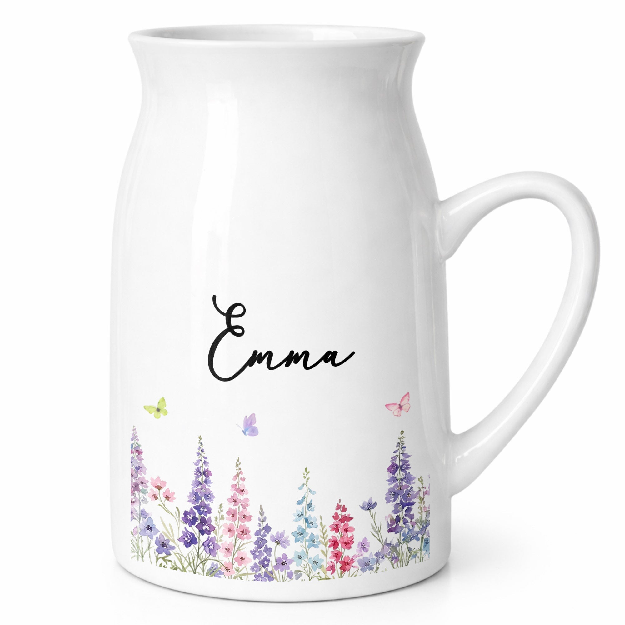 A Beautiful Garden Of Birth Month Flowers And Butterflies - Personalized Ceramic Flower Vase