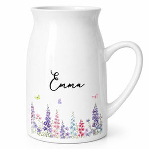 A Beautiful Garden Of Birth Month Flowers And Butterflies - Personalized Ceramic Flower Vase