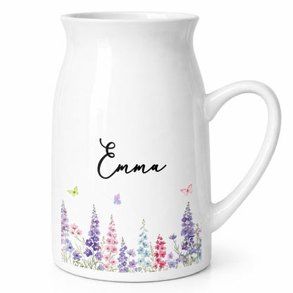 A Beautiful Garden Of Birth Month Flowers And Butterflies - Personalized Ceramic Flower Vase