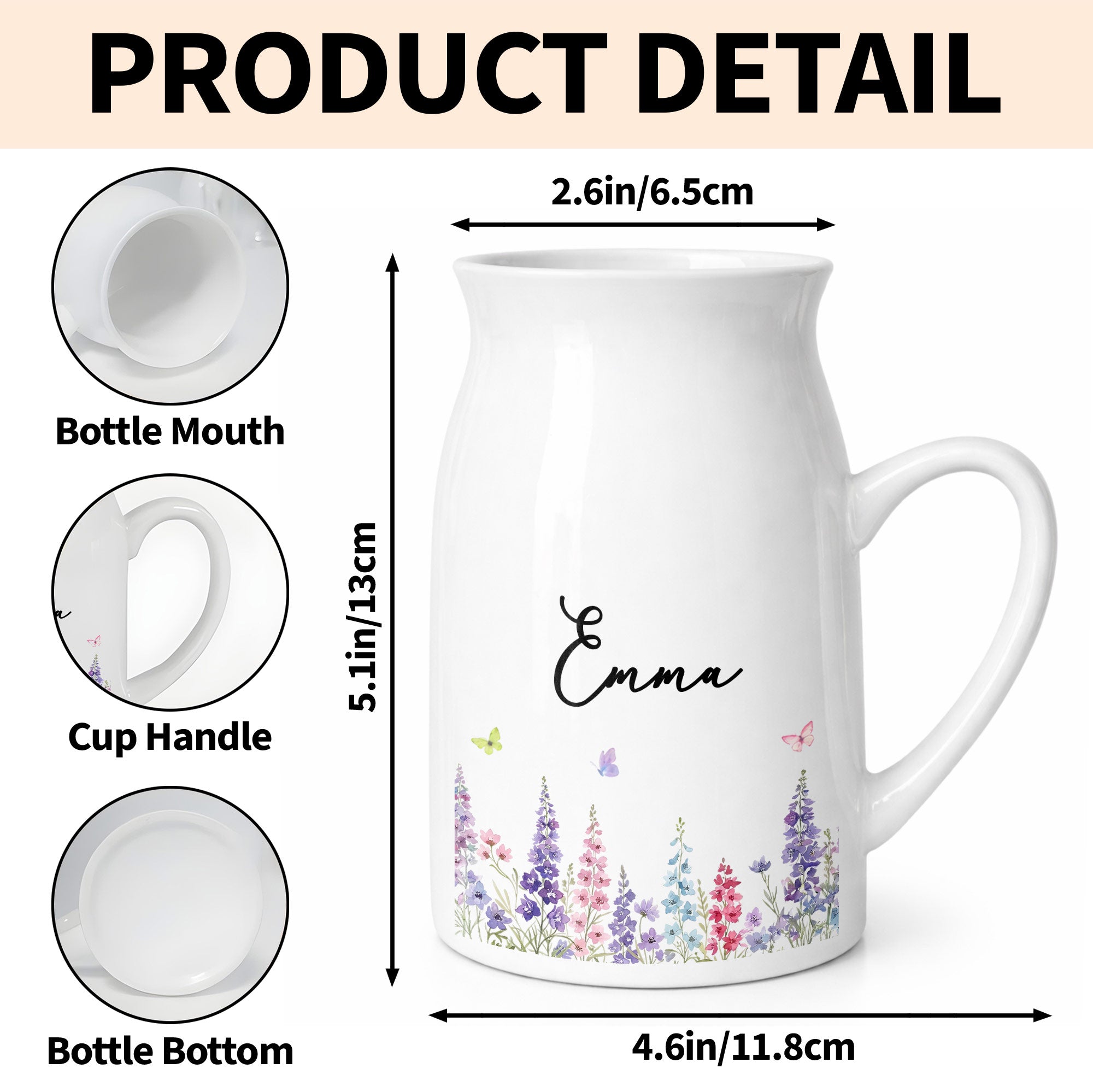 A Beautiful Garden Of Birth Month Flowers And Butterflies - Personalized Ceramic Flower Vase