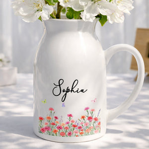 A Beautiful Garden Of Birth Month Flowers And Butterflies - Personalized Ceramic Flower Vase