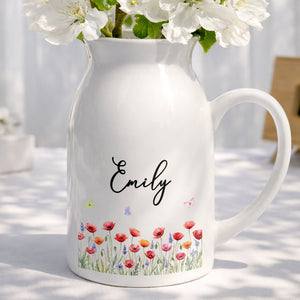 A Beautiful Garden Of Birth Month Flowers And Butterflies - Personalized Ceramic Flower Vase