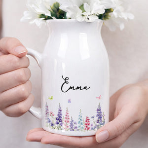 A Beautiful Garden Of Birth Month Flowers And Butterflies - Personalized Ceramic Flower Vase