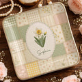 Bloom With Grace And Love Birth Month Flowers Faux Patchwork - Personalized Custom Jewelry Dish, Ceramic Dish, Square Shape - DTG112_SCRF