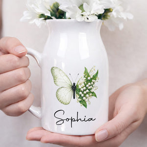 A Beautiful Butterfly And Its Blooming Flowers Custom Floral - Personalized Ceramic Flower Vase