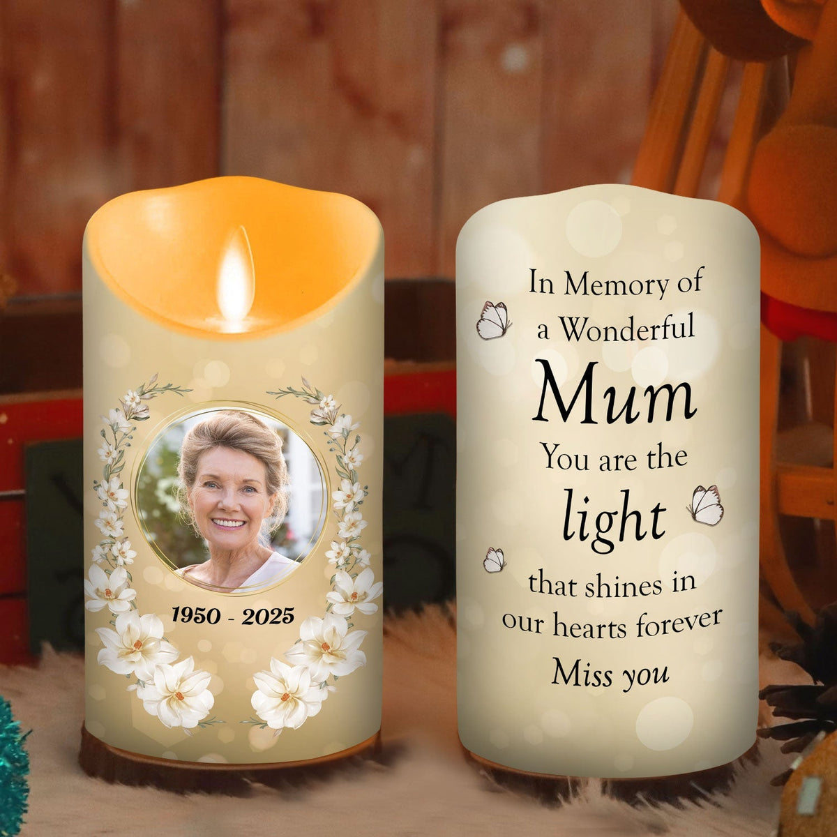In Memory Of A Wonderful personalized LED candle