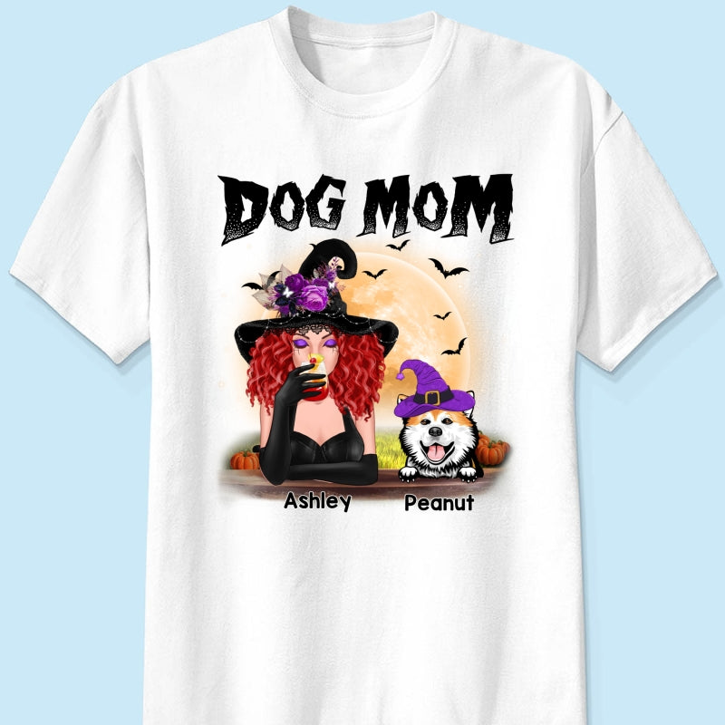 Dog Mom In Halloween Witch Costume Personalized Shirt