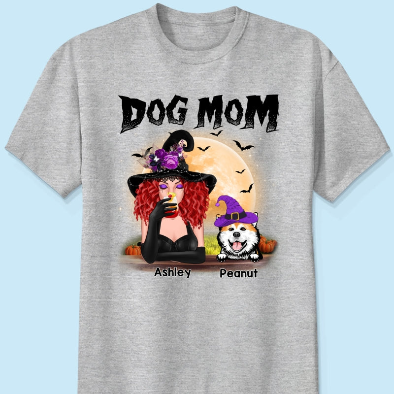 Dog Mom In Halloween Witch Costume Personalized Shirt
