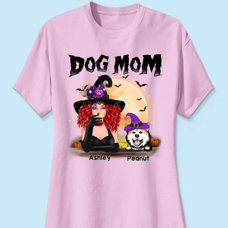 Dog Mom In Halloween Witch Costume Personalized Shirt