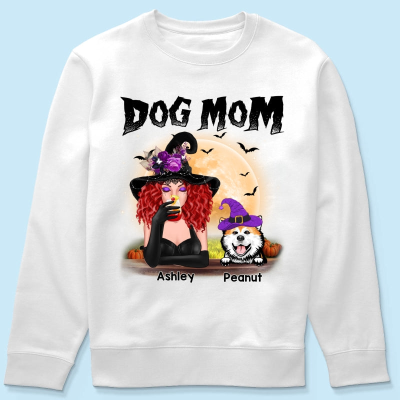 Dog Mom In Halloween Witch Costume Personalized Shirt