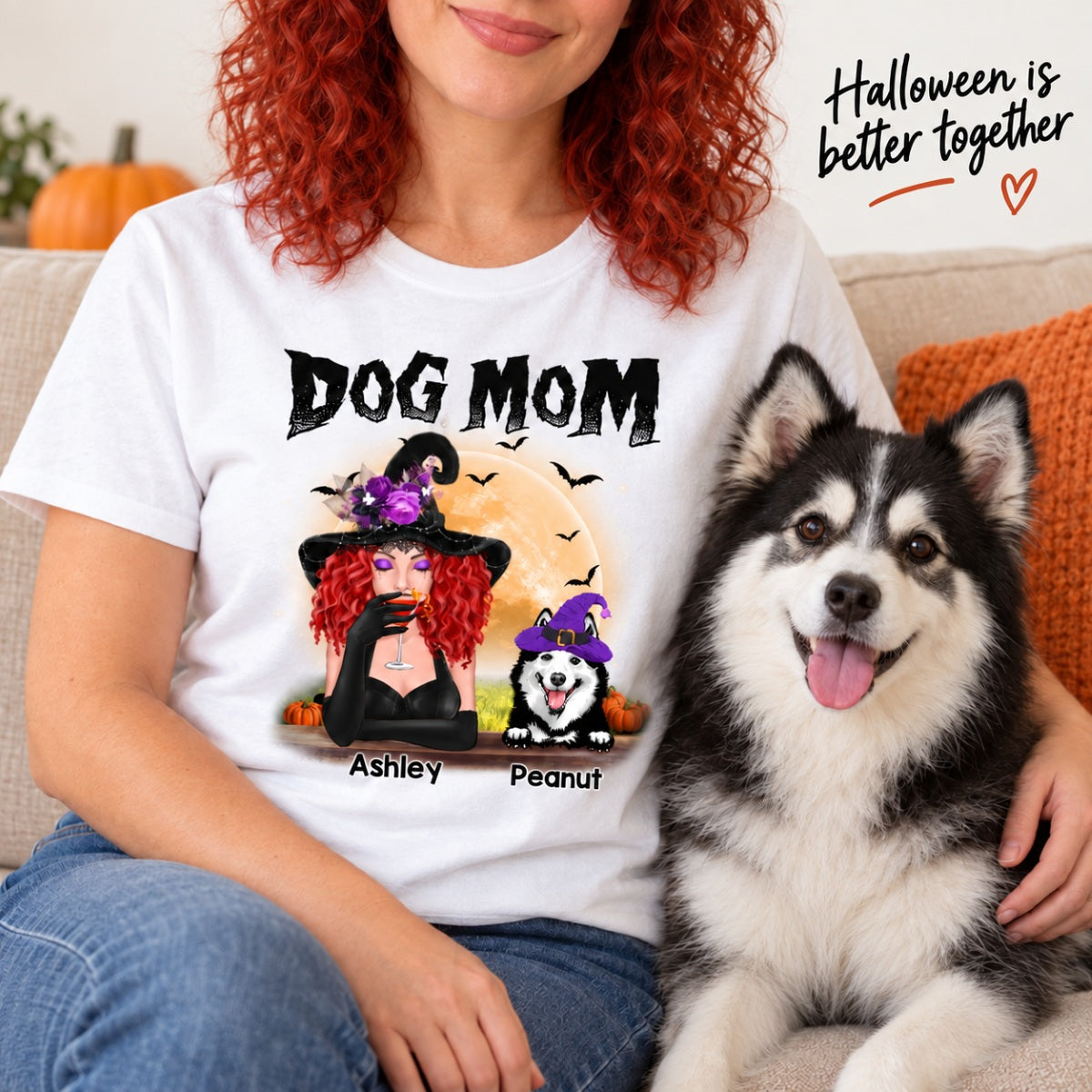 Dog Mom In Halloween Witch Costume Personalized Shirt