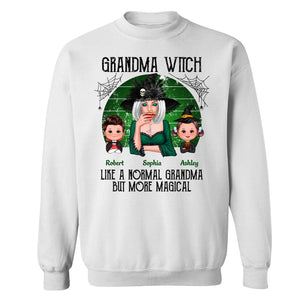 Green Retro Grandma Witch Personalized Sweatshirt - White