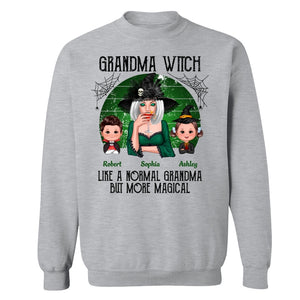 Green Retro Grandma Witch Personalized Sweatshirt - Ash