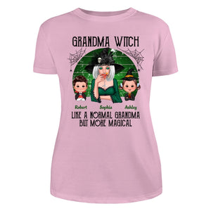 Green Retro Grandma Witch Personalized Women Tee - Light Pink