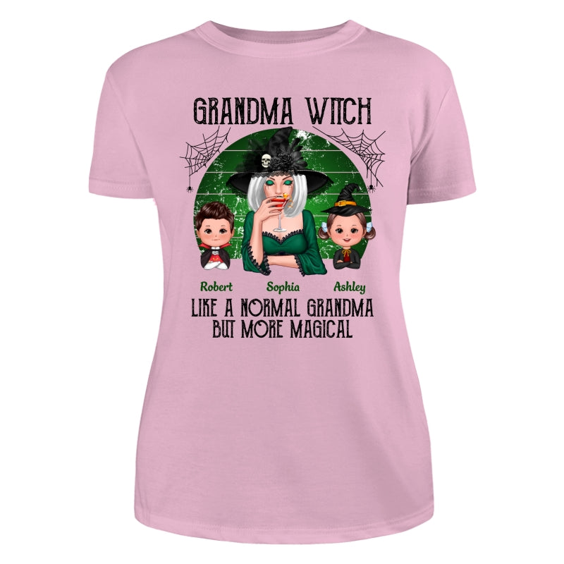 Green Retro Grandma Witch Personalized Women Tee - Light Pink
