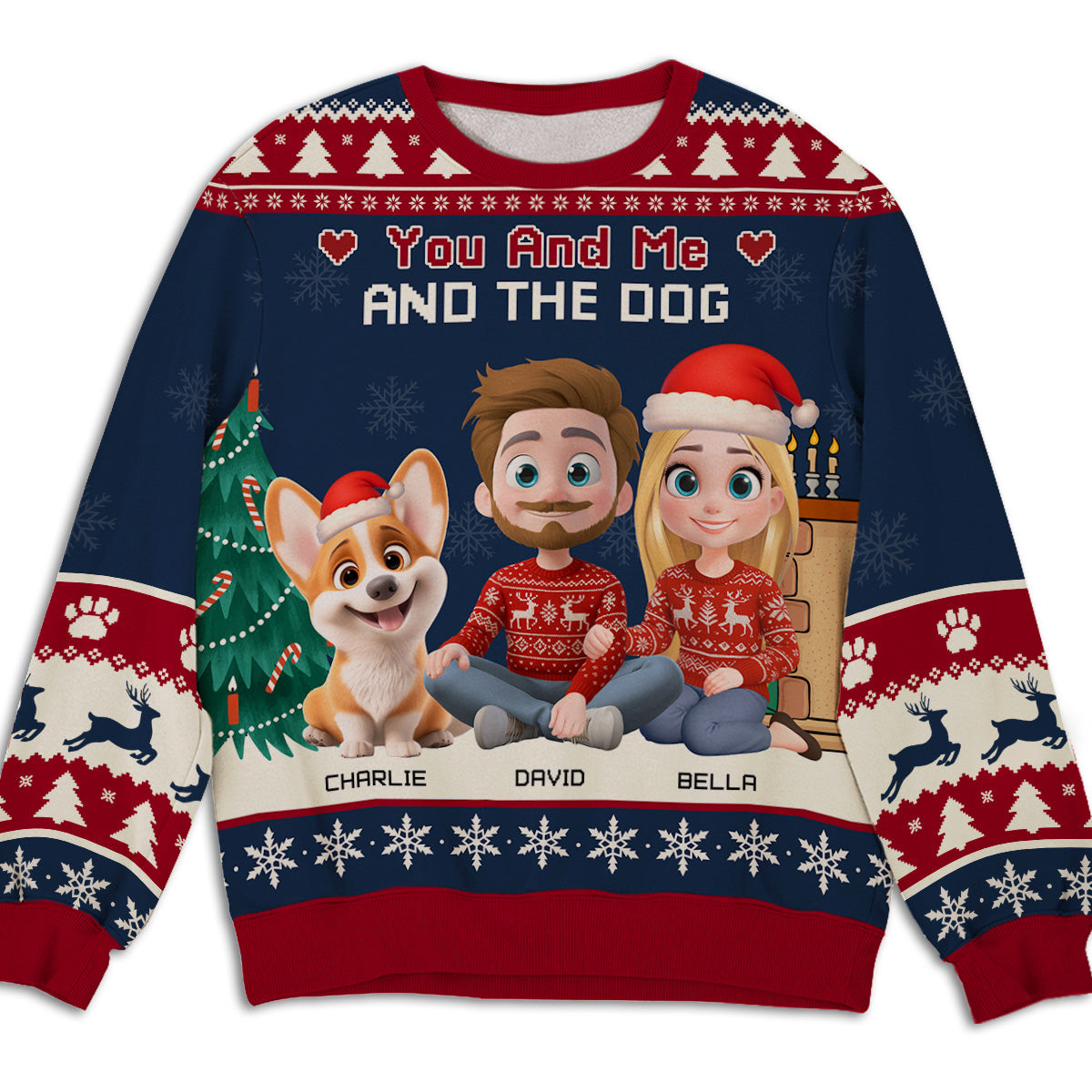 You Me Dog Cartoon - Personalized All-Over-Print Sweatshirt