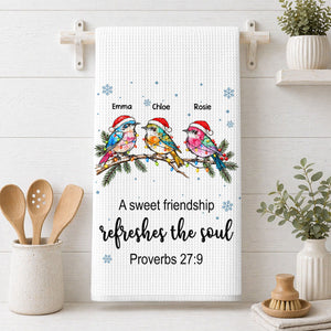 Sweet Friendship Birds Personalized Kitchen Towel