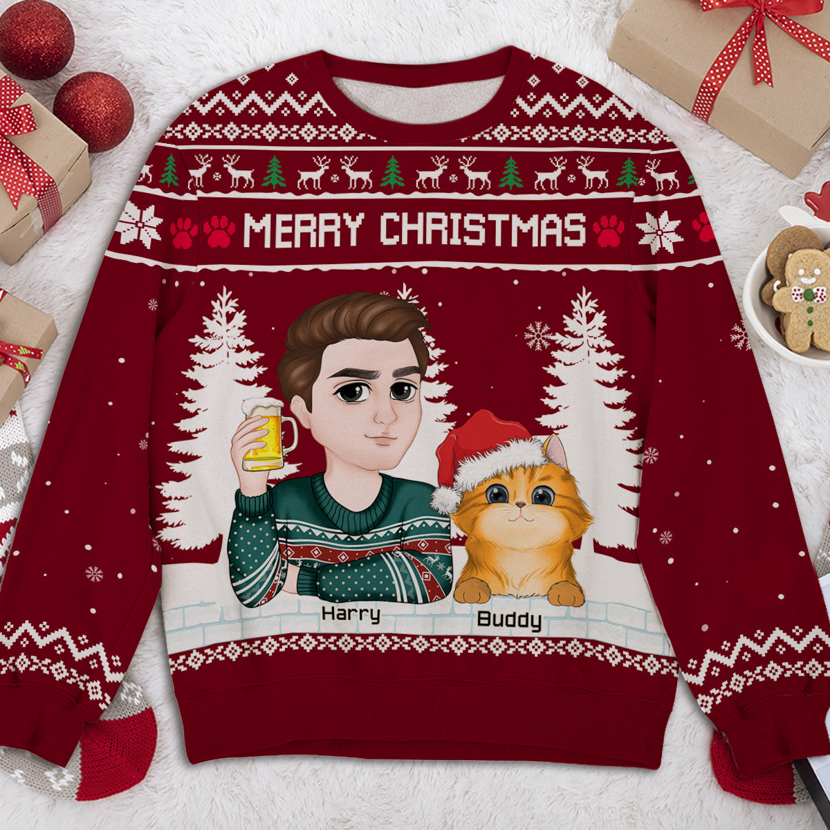 Merry Christmas To My Mom Dad - Personalized All-Over-Print Sweatshirt