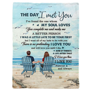 Back View Couple Beach Landscape personalized fleece blanket