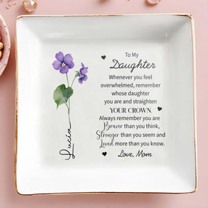 Straighten Your Crown Inspirational Message - Personalized Custom Jewelry Dish - FAM014_SCRD