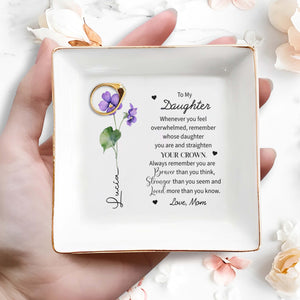 Straighten Your Crown Inspirational Message - Personalized Custom Jewelry Dish - FAM014_SCRD
