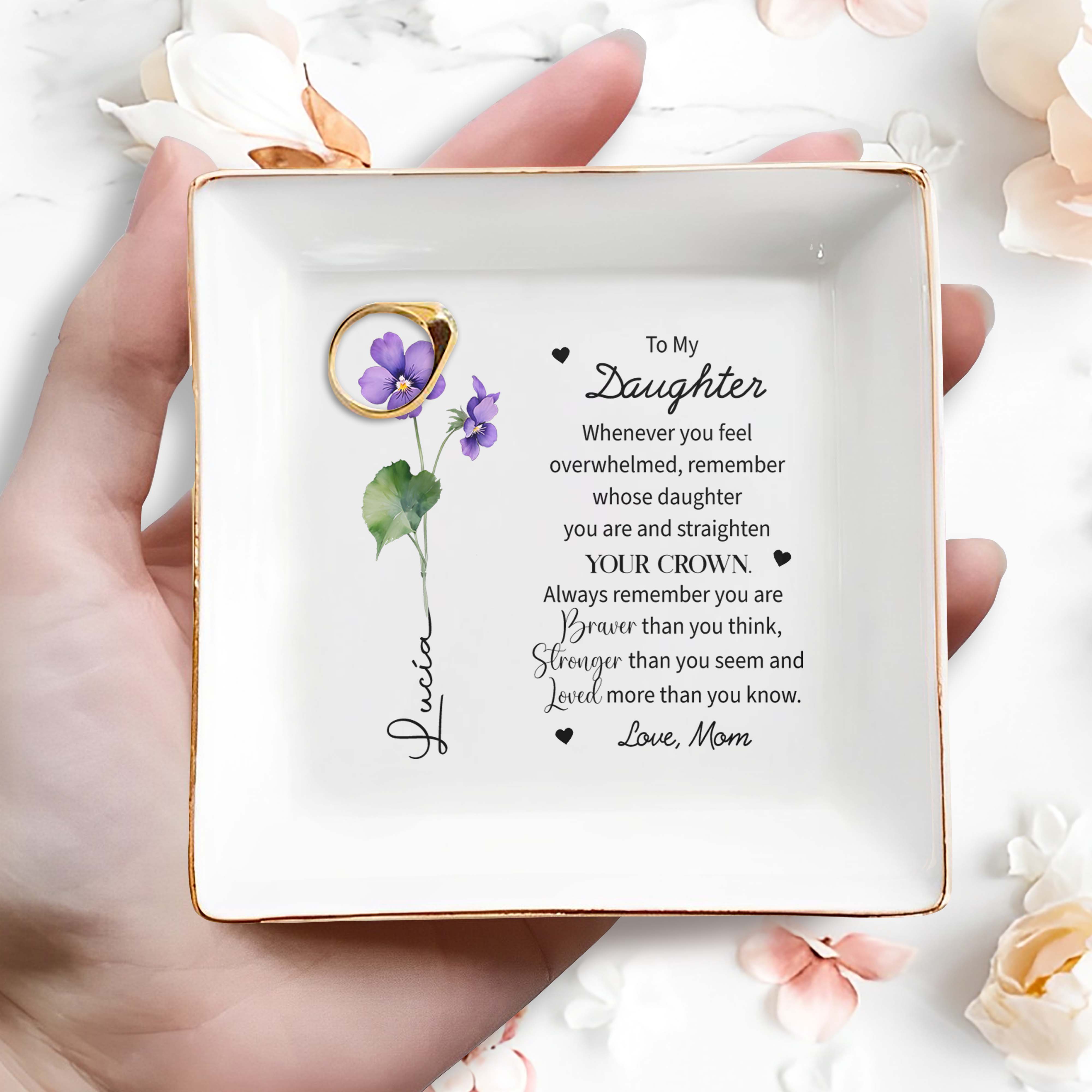 Straighten Your Crown Inspirational Message - Personalized Custom Jewelry Dish - FAM014_SCRD