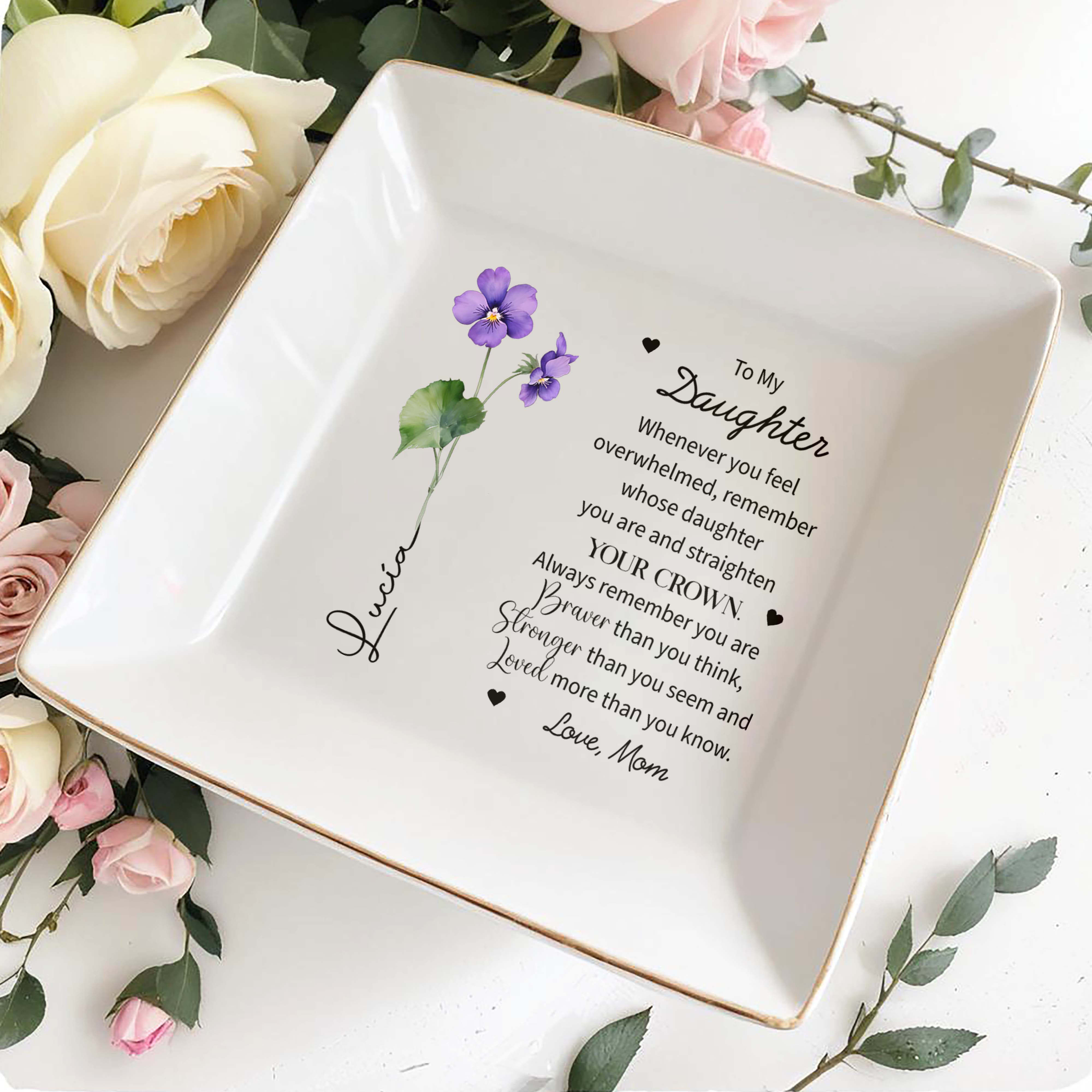 Straighten Your Crown Inspirational Message - Personalized Custom Jewelry Dish - FAM014_SCRD