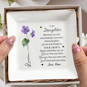 Straighten Your Crown Inspirational Message - Personalized Custom Jewelry Dish - FAM014_SCRD