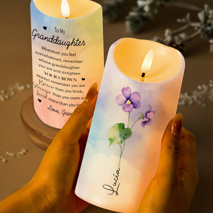 Straighten Your Crown Granddaughter Love Message - Personalized Custom LED Candle - FAM016_LECA