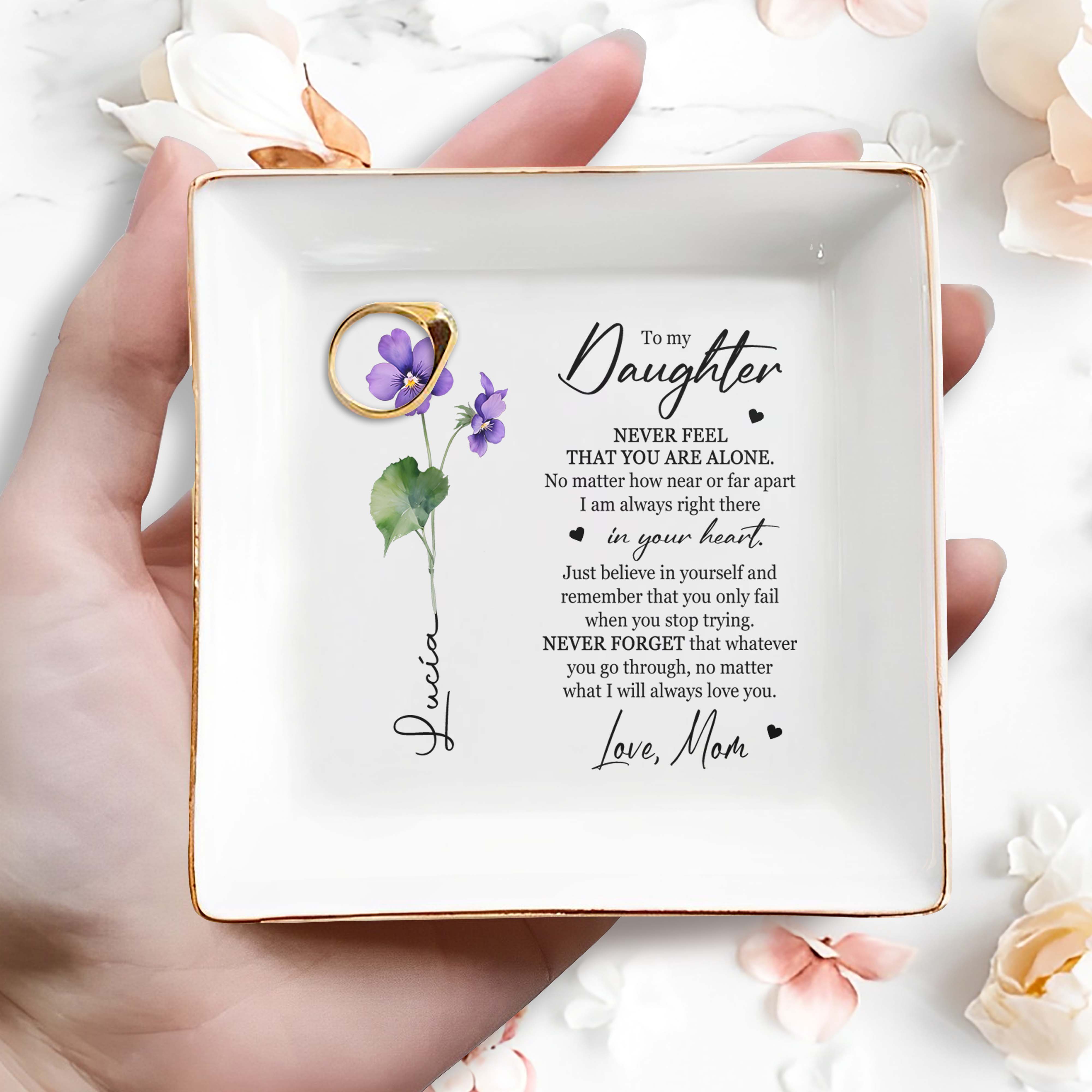 Never Feel That You Are Alone Handcrafted Jewelry Dish - Personalized Custom Jewelry Dish - FAM023_SCRD