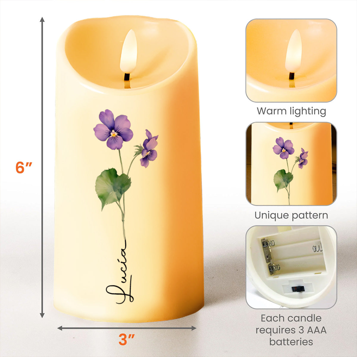 My Love Is Forever, Flowers Personalized LED Candle - Personalized Custom LED Candle - FAM030_LECA