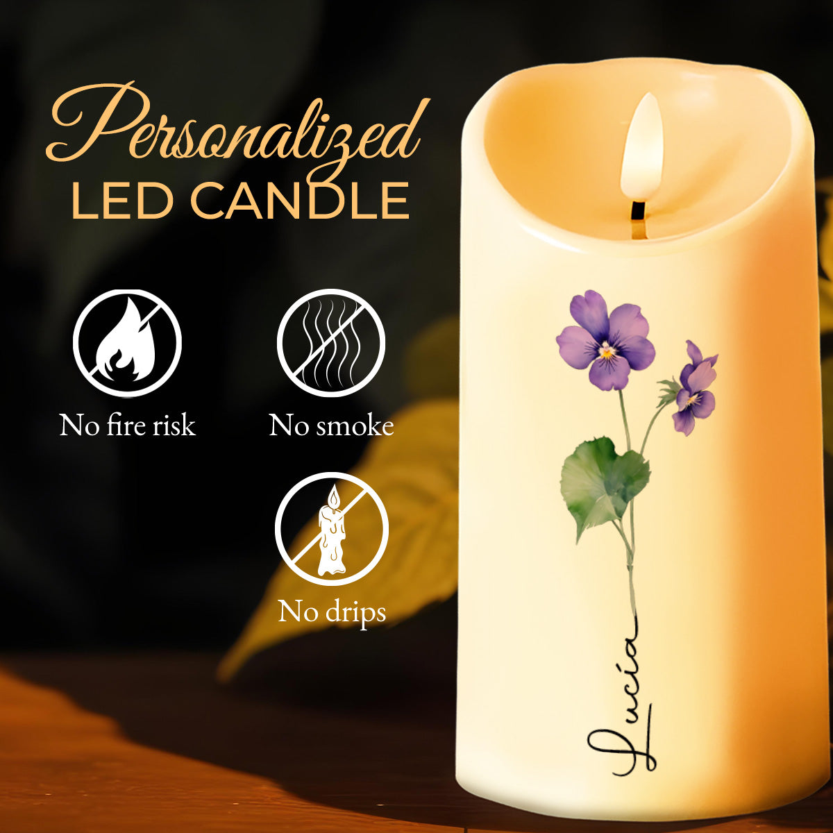 My Love Is Forever, Flowers Personalized LED Candle - Personalized Custom LED Candle - FAM030_LECA