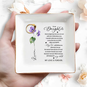 My Love Is Forever Violet Flower Design - Personalized Custom Jewelry Dish - FAM030_SCRD