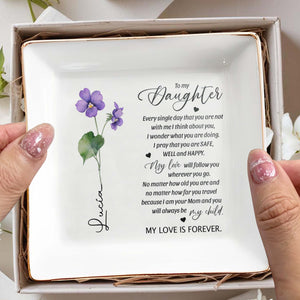 My Love Is Forever Violet Flower Design - Personalized Custom Jewelry Dish - FAM030_SCRD