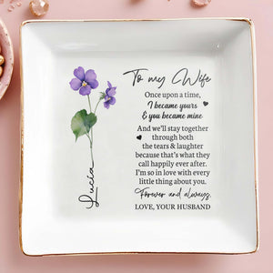 Once Upon A Time Happily Ever After Quote - Personalized Custom Jewelry Dish - FAM031_SCRD